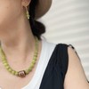 BACUNER Women's Green Peridot Beaded Necklace,Natural Gemstone Choker with Tibetan