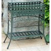 International Caravan Iron Rectangular Indoor/Outdoor 2-Tier Plant Stand in Verdigris