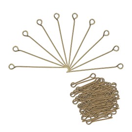 MECCANIXITY 200Pcs Bronze Iron Eye Pins 30mm 21 Gauge/0.7mm Eye Pins for Jewelry Making Findings DIY Craft Necklaces Bracelets Earrings Head Pins