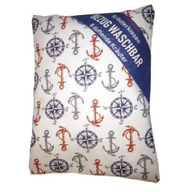 VITASIMPLEX Herb Cushion with 8 Different Medicinal Herbs such as Hops, Melissa, Fennel, Mint, Rose Petals, Lavender, Hyssop, Quendel, Washable Cover, Motif 936 (Anchor) Approx. 20 x 24 cm