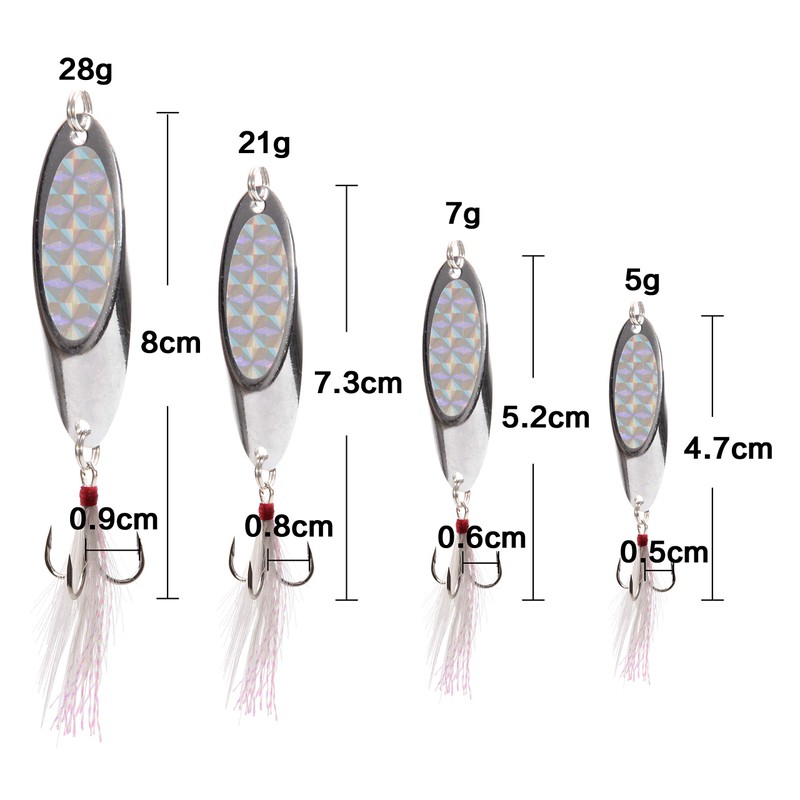 Shaddock Metal Spoon Fishing Lures 10pcs Spinner Baits for Trout