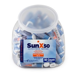 CoreTex Sun X 50 Bálsamo Labial Spf 50 (Paquete De 50) - Bálsamo Labial Protector Solar, Resistente Al Agua Hasta 80 Minutos Y Libre De Parabenos Y Oxibenzona - Spf 50 Protección Labi