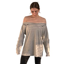 USBD Post Surgery Recovery Snap Open Tearaway Full-Sleeve Tshirt (US, Alpha, Medium, Regular, Regular, Gray/Women)