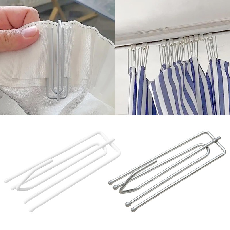 48 PCS Metal Curtain Hooks,Pinch Pleat Curtain Hook (Silver)