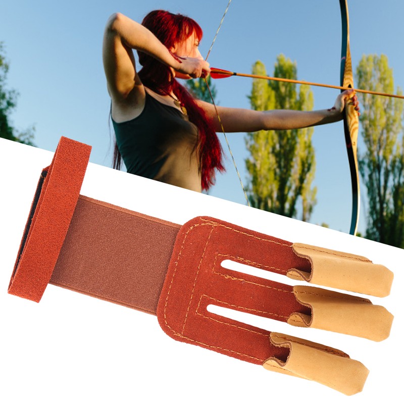 Outdoor Three Finger Guard Glove Traditional Recurved Bow Shooting Archery