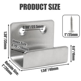 Murtenze 10Pack Tile Hanger Stainless Steel Wall Hanger Fastener Bracket, Wall Hook Picture Frame Fixing Brackets Hooks with Mounting Screws for Ceramic Tile Display(Inner Width 20mm/0.79")