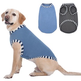 Katzinst Pack of 2 Dog Shirts, Shirt for Large Dogs, Sleeveless Vest, Jumper for Hot Weather, Elastic, Soft and Breathable, Summer Shirt for Labrador (Grey, Blue, 2XL)
