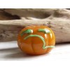 1 - 20x15mm LAMPWORK PUMPKIN LEAF & CURLED VINE BEAD
