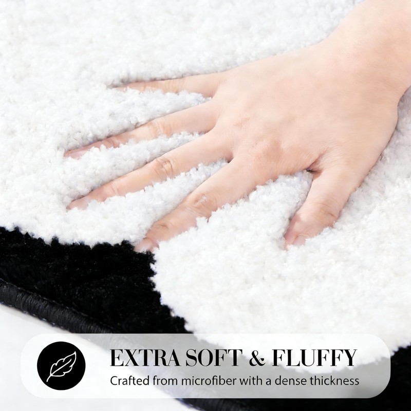 ELDONE Cute Scalloped Bathroom Rugs, Microfiber Tufted Bath Mats, Fun