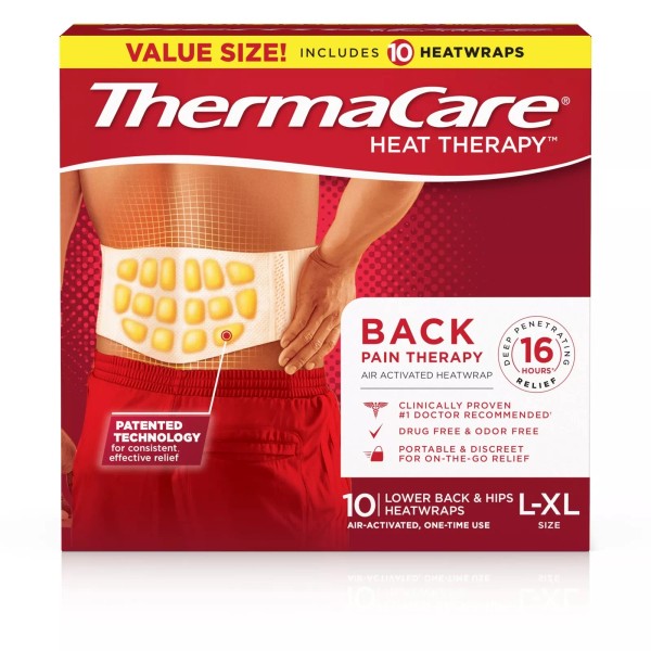 ThermaCare 10 Count Heat Wraps for Back Pain Relief L