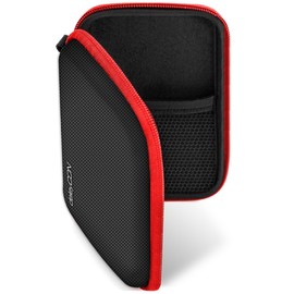 deleyCON Navi Tasche Navi Case Tasche für Navigationsgeräte - 4,3 Zoll & 5 Zoll (14,6x9,3x3,4cm) - Robust Stoßsicher 2 Innenfächer - Rot
