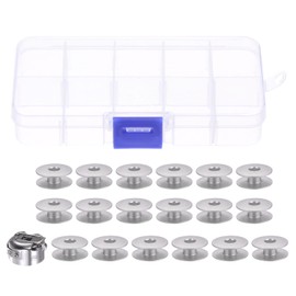 sourcing map 18pcs Bevel Aluminum Bobbins with Bobbin Case for Lockstitch Embroidery Sewing Machine, Silver Tone