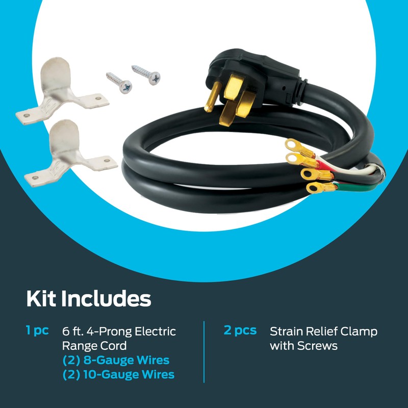 Eastman 6 Feet Electric Range Cord, 40 Amps 4-Prong Wire,