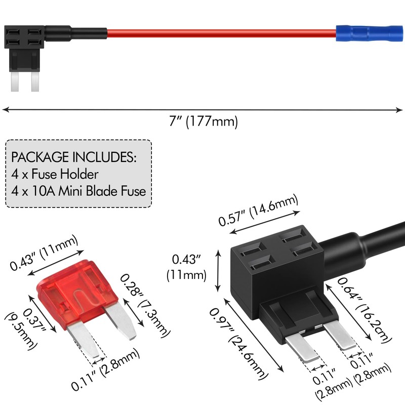 Poeland 4er Set Sicherung Adapter, Stromdieb, Mini Auto Sicherungsadapter mit