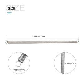 METALLIXITY Extension Spring (0.8x10x300mm/0.031"x0.39"x11.81") 1Pcs, Stainless Steel Tension Spring Wire - for Home Repair Construction Machinery