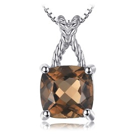 JewelryPalace Delicate Cushion Cut 1ct Real Smoky Quartz Chain Pendant Necklace Women's Silver 925 Necklace Women's Gemstone Girls Necklaces Women's Chain Quartz Women Rose Gold 45 cm, Gemstone,
