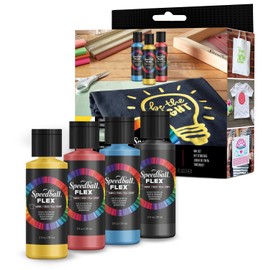 Speedball Flex Fabric Screen Printing Ink Sample Set, 4-Colors, 2-Ounce for T-Shirt and Silkscreen Printmaking