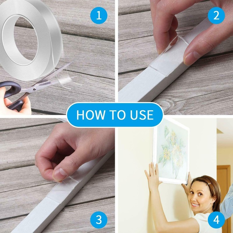 Multi Functional Double Sided Reusable Tape, Clear, 10ft