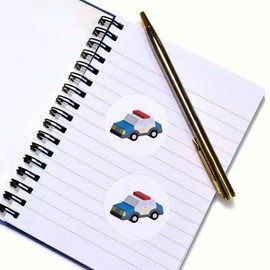 24 x 40mm Round 'Toy Police Car' Stickers (SK00070439)