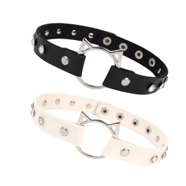 MINGSUN Adjustable Leather Choker Black Punk Goth Choker Necklace Fashion Choker with Bling Rhinestone for Women, 41CM(16"), Leather, Rhinestone