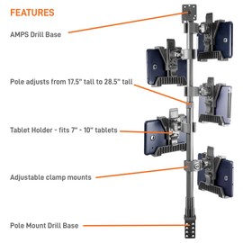 iBOLT TabDock Point of Purchase/POS Wall Mount - with 5 Tablet Holders Perfect for Multiple delivery Applications (DoorDash, Uber eats, Postmates, etc.) Fits 7 to 10 inch Tablets