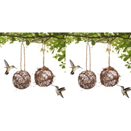 Lucky Interests 4 PCS Globe Hummingbird Nesters, Hummingbird Nesting Houses, New Bird Nesting Material Nesting Station for Outdoor Wild Birds Wrens Finches Parrot, Design for Bird Lovers