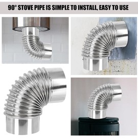 Mikikit Elbow Pipe: 90 Degree 3.54 Inch Stainless Steel Stove Pipe Elbow Extension Chimney Flue Exhaust Pipe for Outdoor Wood Stove Camping Stove Accessories