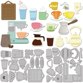 GLOBLELAND Coffee Cup Set Cutting Dies for DIY Scrapbooking Metal Drinks Cutting Dies Pin Board Punches for Card Making Embossing Photo Album Craft Decor