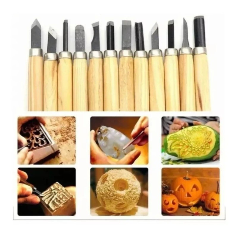 Compraymas Juego Gurbias 12 Pieza Tallado De Madera Gubias Escolares