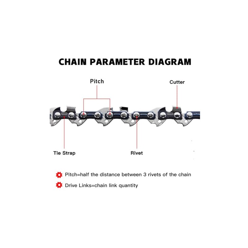 KAKEI (2 Pack) Chainsaw Chain 10" - 3/8" LP, 043"