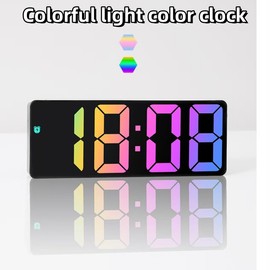 XGVIEGZ Digital Alarm Clock with Colorful Display, Snooze Day of The Week, Auto Dimming led Clock, AM/PM 12/24H Desk Clock, Bedside Clock for School Kids Bedroom Office (Black)