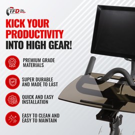 TFD The Tray | Improved Tray for Peloton Bike (orginals) - Work & Ride with Your Phone, Laptop, Book or Tablet (Tray Original, Acrylic Dark)