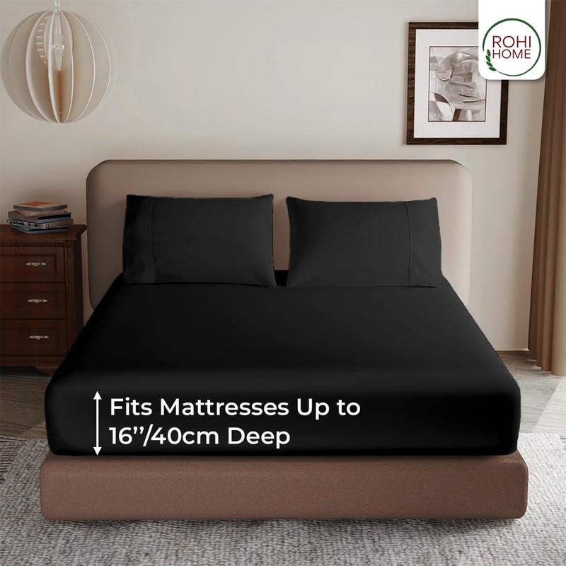 Rohi King Size Fitted Sheet 100% Microfibre – 16'' (40cm)