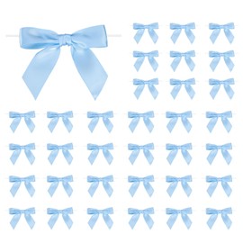 PATIKIL 50 Pcs Satin Ribbon Twist Tie Bows 3.5 Inch Small Craft Bows for DIY Gift Wrapping Champagne Bottle Wedding Christmas Birthday Decor, Dark Blue