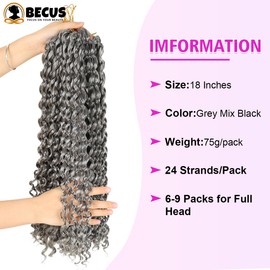 BECUS 3PCS Crochet Hair for Black Women Jamaican Bounce Wand Curl Crochet Hair 18Inches Short Crochet Curly Braiding Synthetic Hair Extensions24 Root/Pack(Grey Mix Blonde)