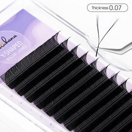 NATUHANA YY Eyelash Extension 0.07mm C Curl 10mm Single Size Tray Lash Supplies Premade Fans Y Shape Volume Lash 12Raws/Case Premium Faux Mink False Lash Extensions (10mm, black;0.07C)