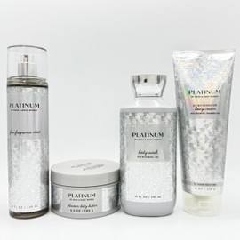 Platinum Bath & Body 4-Piece Bundle | Fine Fragrance Mist, Glowtion Body Butter, Body Wash and Ultimate Hydration Body Cream