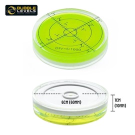 Large Acrylic Precision Bullseye Spirit Level | 60mm Diameter, Degrees, Circular, Surface Level - Bulls Eye Level for Caravans (Supplied in a Gift Box) (Acrylic)