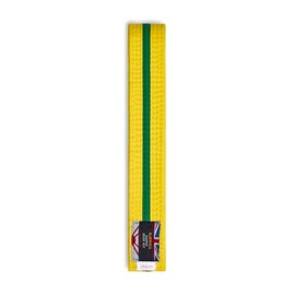 Playwell Martial Arts Cotton Striped Coloured Grading Belt - Yellow Belt With Green Stripe (280cm)