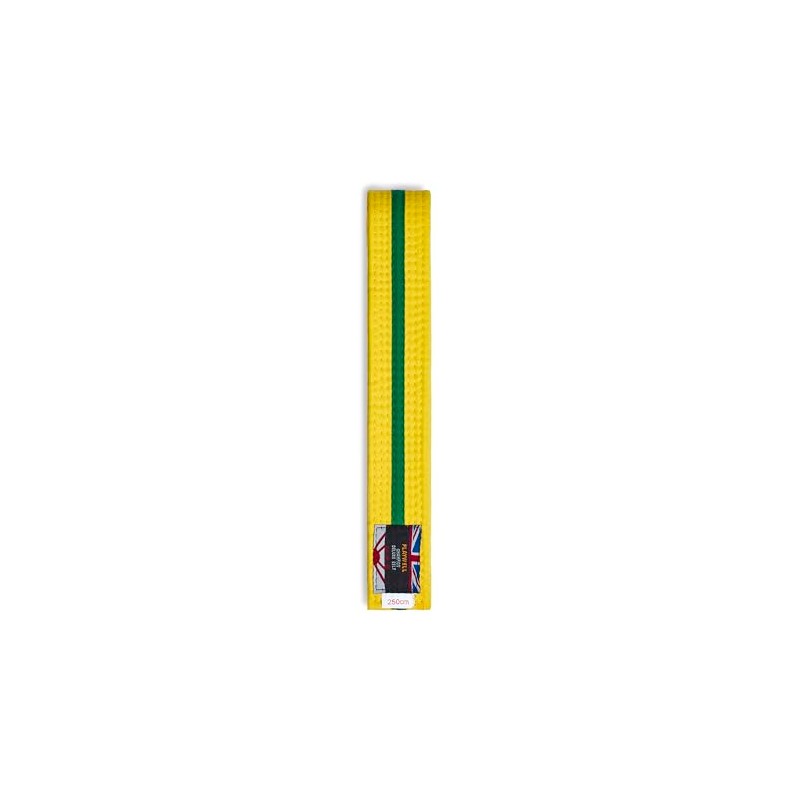 Playwell Martial Arts Cotton Striped Coloured Grading Belt - Yellow