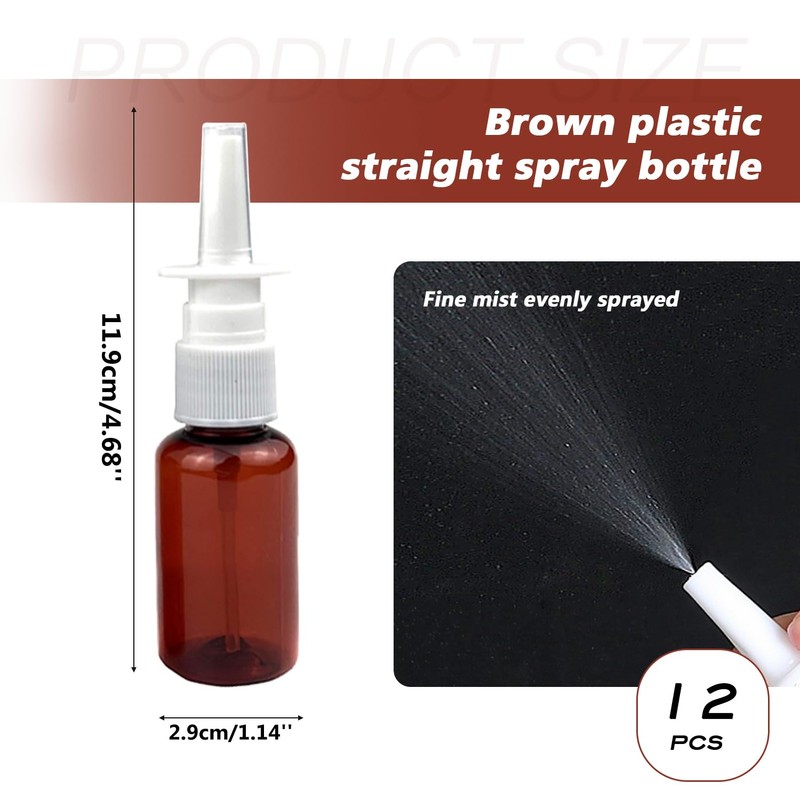 SYBL 12Pcs Empty Amber Plastic Fine Mist Sprayers Spray Bottle