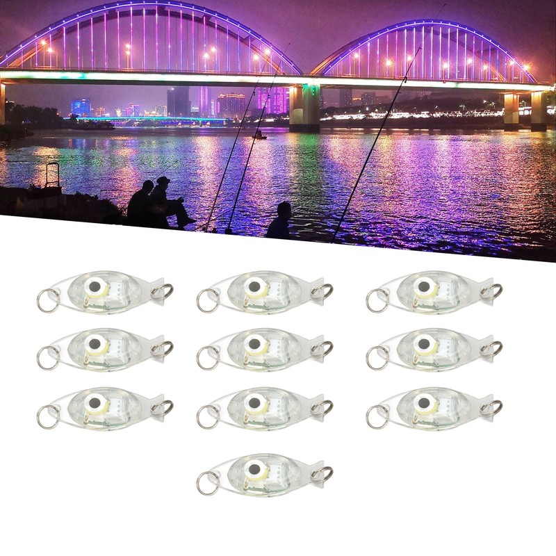 10Pcs LED Underwater Fishing Lure Light Eye Shape Deep Drop
