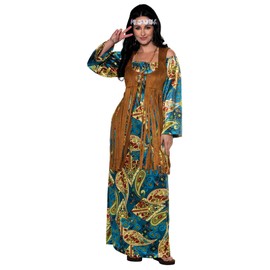 UNDERWRAPS Long Off Shoulder Hippie Dress Womens Costume - 60s Womens Maxi dress (Womens X-Large (14-16))
