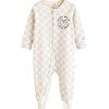 NEXT Embroidered Baby Pyjamas 3 Pack, Brown/Cream