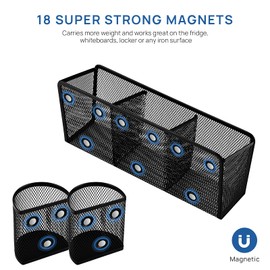 VICNOVA Magnetic Pencil Holder, Metal Magnetic Pen Holder Strong Magnets Magnetic Storage Basket Organizer for Whiteboard Refrigerator Locker Accessories Teacher Must Haves Classroom Organization