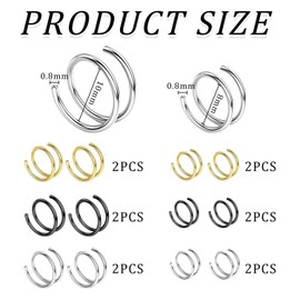 MEMOFYND 12 Pieces of Spiral Nose Rings, Classic and Fashionable Nose Rings, Pierced Nose Rings for Women, Stainless Steel Nose Rings, Simple Solid Color Nose Rings, Pierced Nose Rings