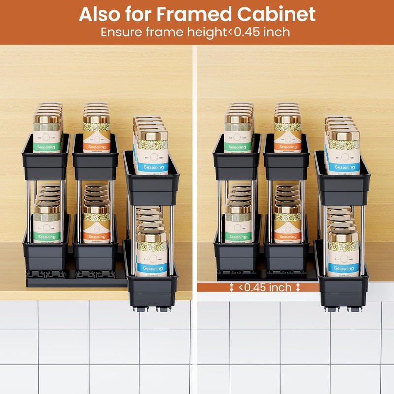 Mystozer 3 Packs Pull Out Spice Rack Organizer for Cabinet,