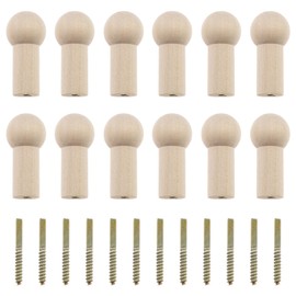 eMagTech 12PCS Wooden Coat Peg with Screws Natural Wood Hook Wall Mounted Screw-on Shaker Pegs Wooden Home Decoration Accessories Maximum Load-Bearing 7kg 24x50mm