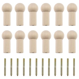 eMagTech 12PCS Wooden Coat Peg with Screws Natural Wood Hook Wall Mounted Screw-on Shaker Pegs Wooden Home Decoration Accessories Maximum Load-Bearing 7kg 24x50mm