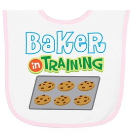 inktastic Baker in Training Baking Baby Terry Cloth Bib White and Pink 30a08